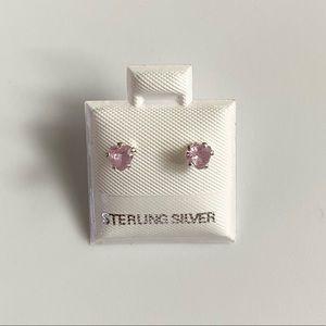 925 Sterling Silver Round Pink Earring Studs